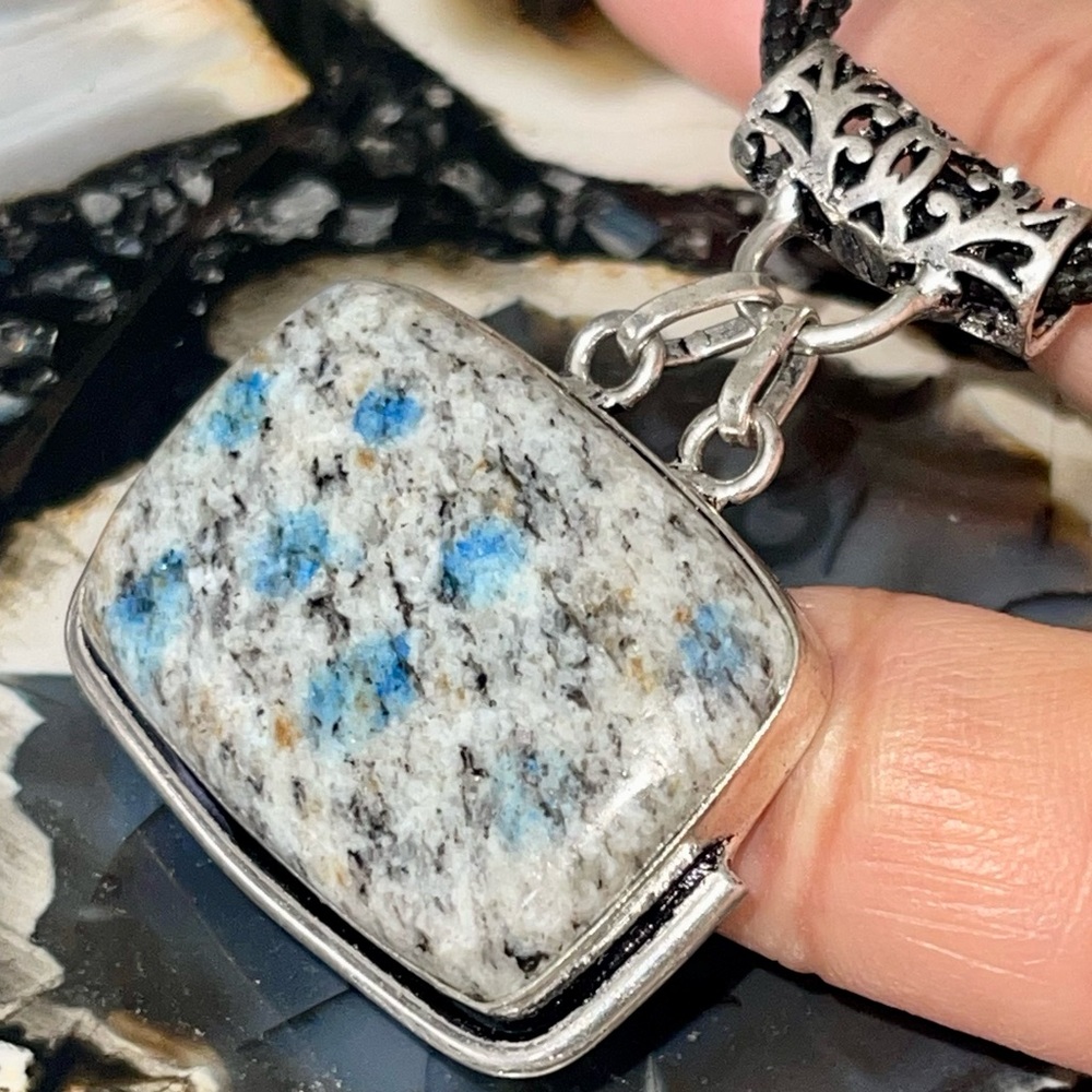 Raindrop Azurite K2 Jasper Pendant 1 1/2” - Picture 11 of 13